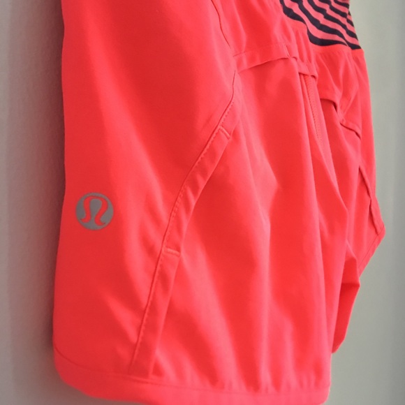 Lululemon Run Orange/Pink Navy Stripe Speed Shorts - Picture 4 of 8
